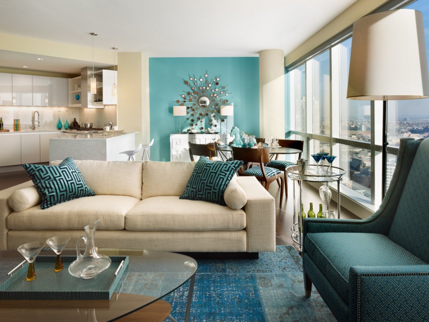 Cozy Brown And Turquoise Living Room Decor