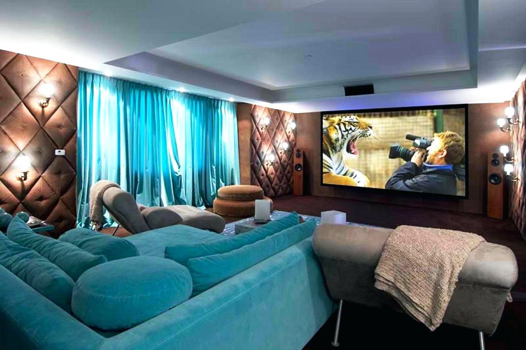 Large Brown And Turquoise Living Room Decor