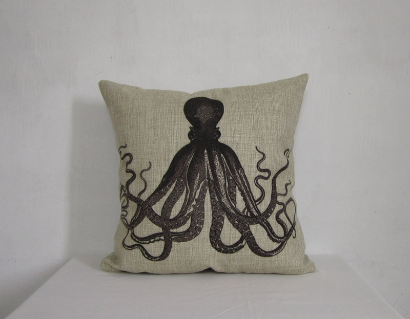 Linen Pillow Octopus Home Decor