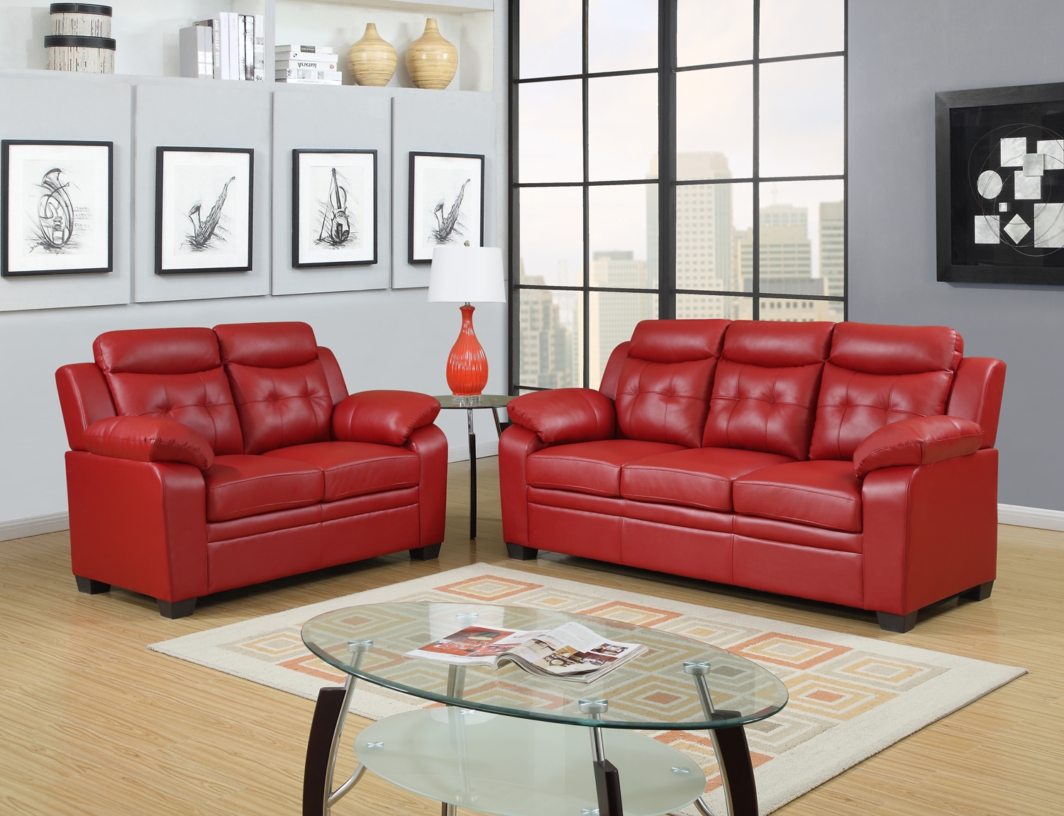Simple Red Leather Sofa Decorating Ideas