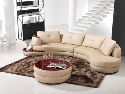 Beige Linen Sectional Sofa