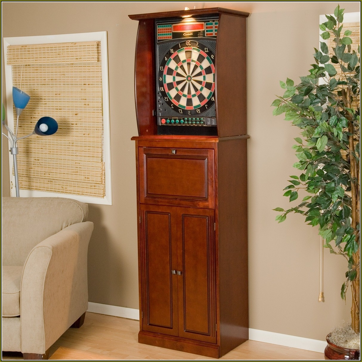Halex Madison Bristletech Electronic Dart Board With Contemporary Cabinet