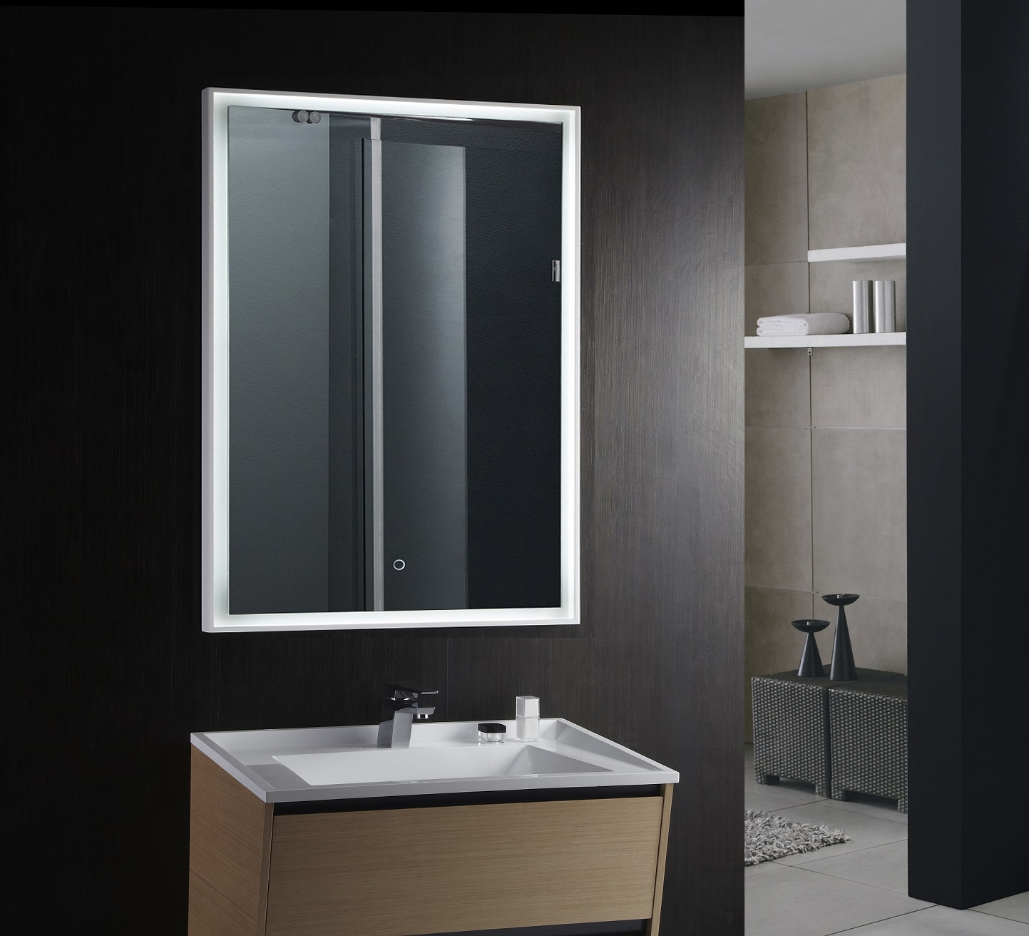 36 Inch Bathroom Vanity Mirrored Black