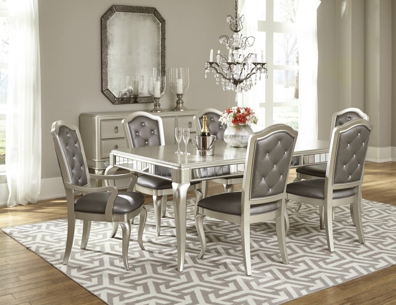 Dining Room Sets 7 Piece Trestle Leather
