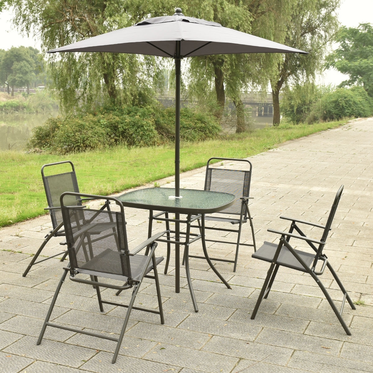 Patio Set With Umbrella And 4 Chairs