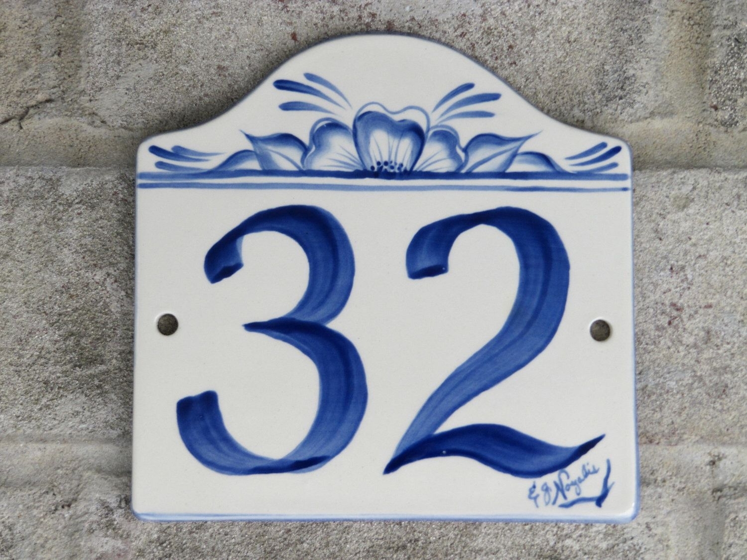 Blue And White Ceramic House Numbers